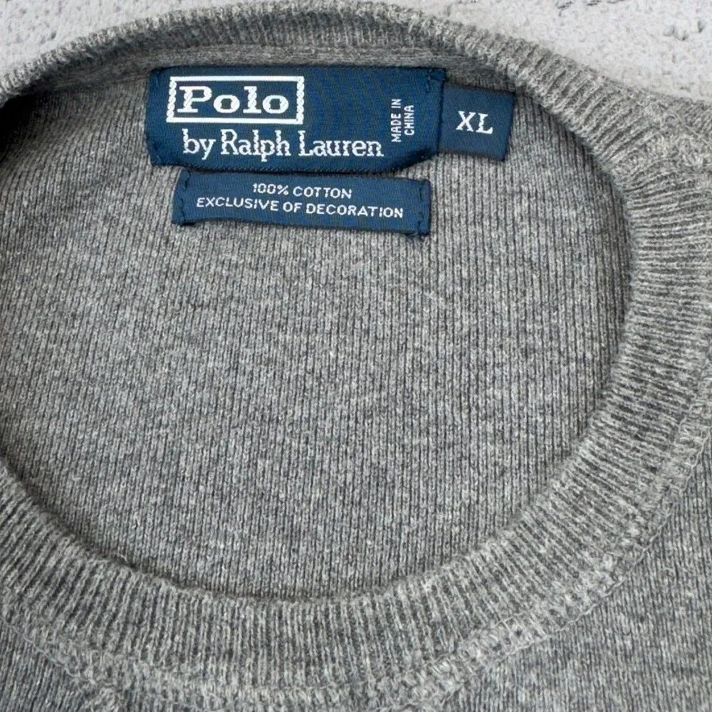 Polo Ralph Lauren Sweater‎ Mens XL Gray Crewneck Pony Logo Cotton Pullover